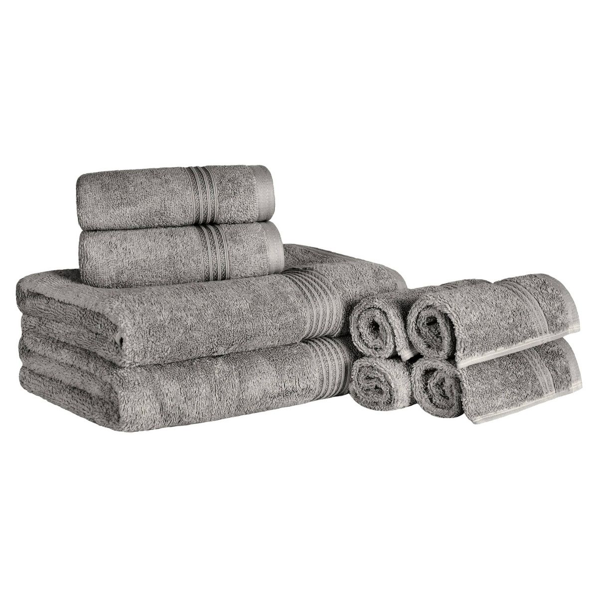 Egyptian Cotton Absorbent Luxury Heavyweight 8 Piece Towel Set, Charcoal - Blue Nile Mills