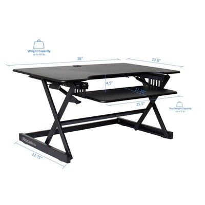 Black Height Adjustable Standing Desk Converter with Dual Monitor Stand