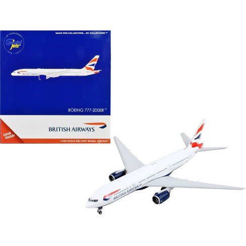 Boeing 777-200ER Commercial Aircraft "British Airways" White with Tail Stripes 1/400 Diecast Model Airplane by GeminiJets - image 1 of 3