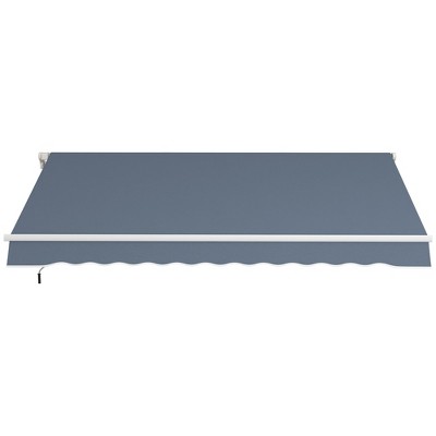 Charcoal Gray 12' x 10' Retractable Patio Awning with Aluminum Frame