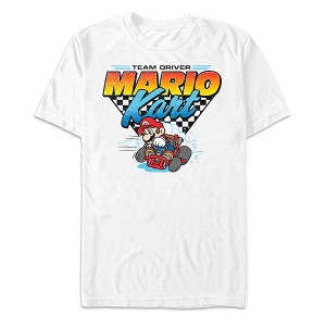 Nintendo Super Mario Men's Mario Kart Team Driver Checkered Flag T-Shirt - 1 of 4