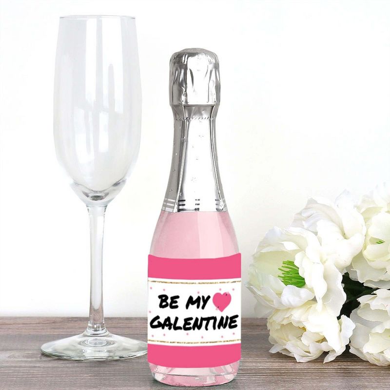 Big Dot of Happiness Be My Galentine - Mini Wine and Champagne Bottle Label Stickers - Galentine's and Valentine's Day Party Favor Gift - Set of 16, 2 of 8