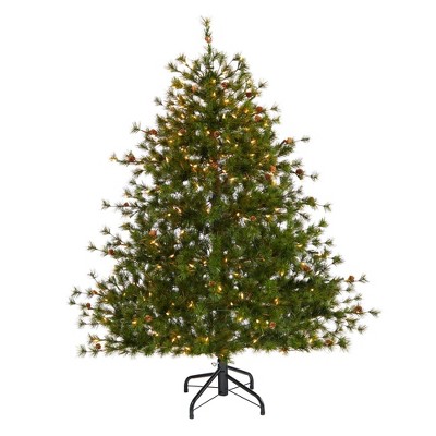 Nearly Natural 5’ Colorado Mountain Pine Prelit LED Artificial Christmas Tree with Pine Cones