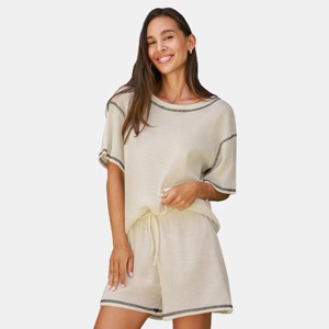 Women's Cozy Ribbed Knit Loungewear Set - Cupshe - 1 of 4