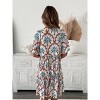 Midi Dress for Women Summer Flutter Bell Sleeves Front Button Drawstring V Neck Flowy Sundress Flounce Midi Tiered Boho Dress Babydoll Dress - 2 of 4