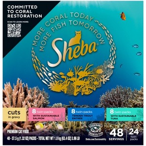 Sheba Perfect Portions Cuts in Gravy Salmon, Trout Fish and Tuna Flavor Variety Pack Wet Cat Food - 63.4oz - 1 of 4