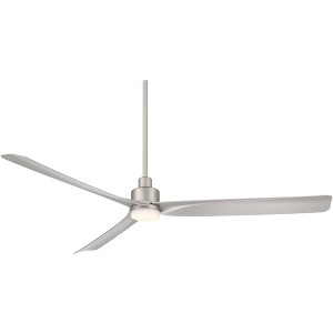 Casa Vieja 60" Sailplane Modern Indoor Outdoor Ceiling Fan 3 Blade LED Light Remote Control Silver Finish Bedroom Patio Living Room Damp Rated - 1 of 4