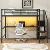 Sapphtopaz Full Size Metal Loft Bed with Storage Stairs & Desk Loft Bed with Small Wardrobe & LED for Teens Adults Bed Frame for Bedroom - 2 of 4