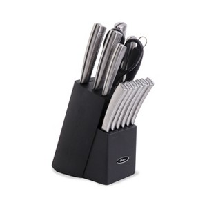 Oster Wellisford 14 Piece Stainless Steel Cutlery Set with Black Rubber Wood Block - 1 of 4