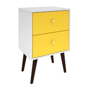 ChicFurnit Nightstand Modern Two Drawer Storage Table for Bedroom Organization, Yellow, 24.61"*17.52"*6.5" - 1 of 4