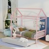 VASIP White Solid Wood Twin House Bed Frame with Trundle - No Box Spring Needed,Space-Saving Kids Bedroom - 4 of 4