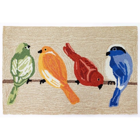 Liora Manne Frontporch Two Cute Toucans Indoor/Outdoor Rug Neutral 1'8 x 2'6