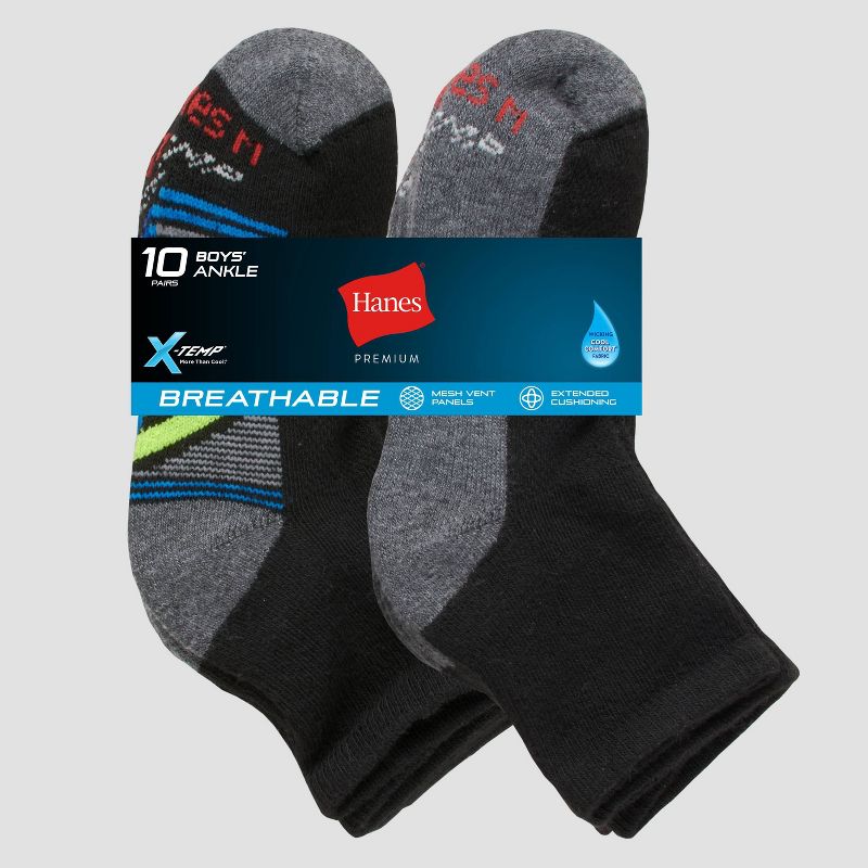 Hanes Boys' 10pk Premium Ankle Socks, 4 of 5