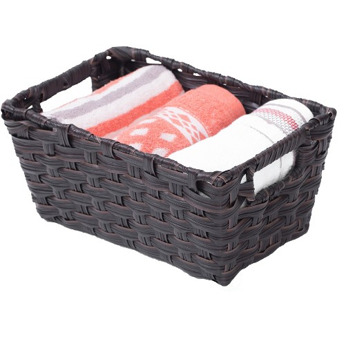 Farmlyn Creek 4 Pack Rectangular Wicker Storage Baskets With Liners - Small  Decorative Bins For Organizing Shelves (2 Sizes, Gray) : Target