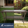 POCASSY Outdoor Coffee Table, 19.7*37.8 Inch Tempered Glass Top Rattan Outdoor Coffee Table with 2-Layer Storage Tables for Garden,Porch,Backyard - 3 of 4