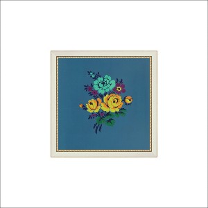 Petal Lane 8"x8" Polychrome Floral Group Brass Beaded Framed Wall Art Cream - 1 of 3