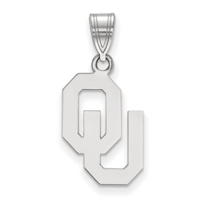 Black Bow Jewelry 14k White Gold Oklahoma Sooners NCAA Medium Pendant