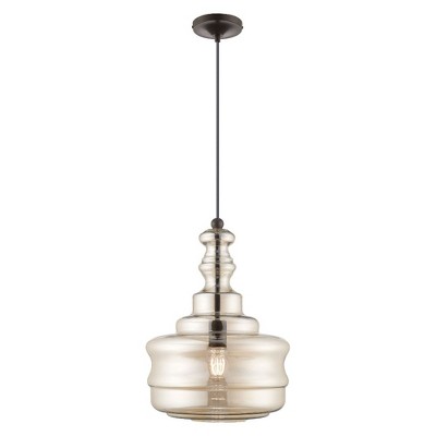 Livex Lighting Art Glass 1 - Light Pendant in  English Bronze