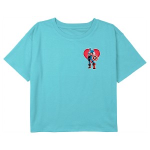 Girl's Marvel Captain America Small Heart Portrait Crop T-Shirt - 1 of 3
