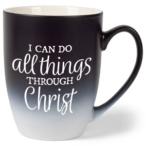 Elanze Designs Can Do All Things Christ Two Toned Ombre Matte Black and White 12 ounce Ceramic Stoneware Coffee Cup Mug - 1 of 4