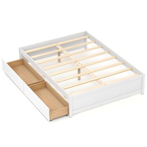 Safstar Full Size Wooden Platform Bed with 2 Rolling Storage Drawers Wood Slat Support - 1 of 1