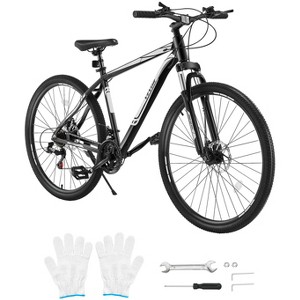 VEVOR Mountain Bike, 29-inch MTB Bicycle with Front Suspension, 21-Speed ​​SHIMANO Twist Shifter, Dual Disc Brakes, Aluminum Alloy Frame,Black - 1 of 4