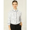 Allegra K Women's Printed Long Sleeve Piped Button Down Office Shirt - 2 of 4