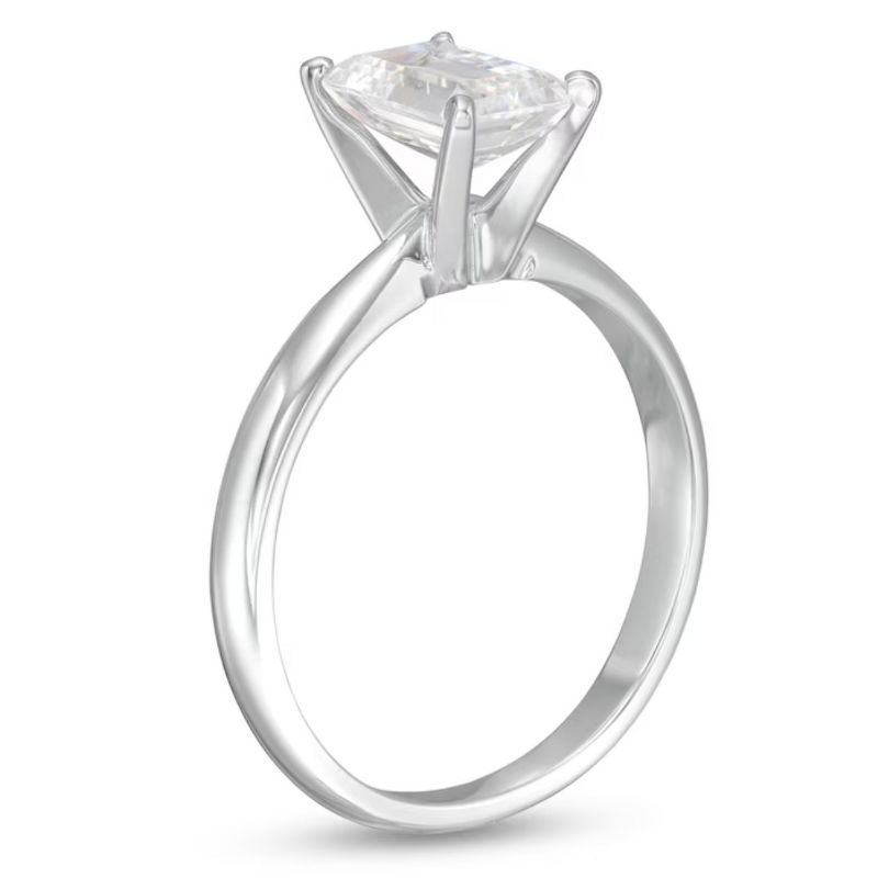 Pompeii3 Platinum 1Ct Emerald Cut Diamond Solitaire Engagement Ring Lab Created, 2 of 5