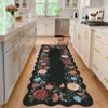 Washable Floral Area Rug, Ultra-Soft Foldable Farmhouse Scalloped Carpet, Non Slip Low Pile Throw Mat for Living Room - 3 of 4