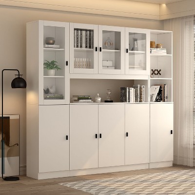 Famapy Combination Living Room Display Cabinet Tempered Glass Display Cabinet Storage Solutions