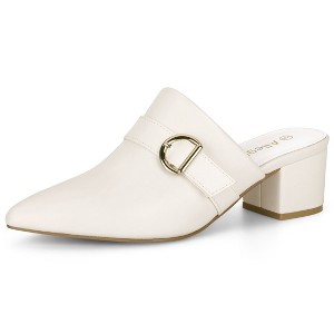 Allegra K Women's Pointed Toe Slip-on Block Heel Mules - 1 of 4