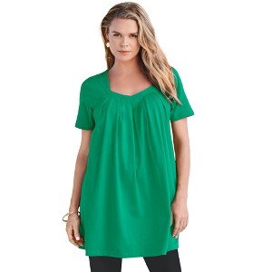 Roaman's Women's Plus Size Pleatneck Ultimate Tunic - 1 of 4