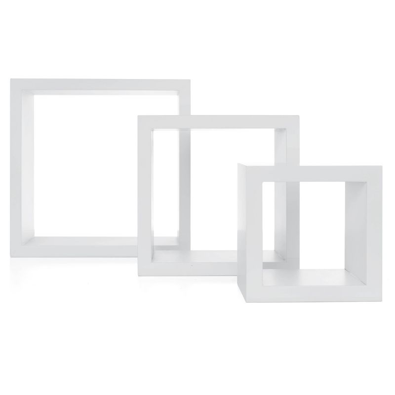 Set of 3 Cubbi Floating Wall Shelves White, 1 of 7