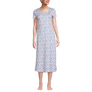Lands' End Women's Cotton Short Sleeve Midcalf Nightgown - 1 of 3