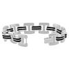 Pompeii3 Men's Steel Brushed Black Two Tone 14mm Link Flexible 8 " Bracelet - 2 of 3