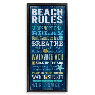 Stupell Industries Blue Planked Beach Rules Sign, 15" x 31"