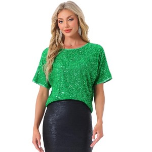 INSPIRE CHIC Women's Regular Fit Round Neck Short Sleeve Party Clubwear Blouses - 1 of 4