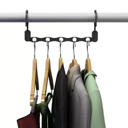 Closet Organizers - 10-Pack of Space Saving Hangers - Vertical or Horizontal Multi-Hanger for Shirts, Pants, and Coats by Lavish Home (Black)