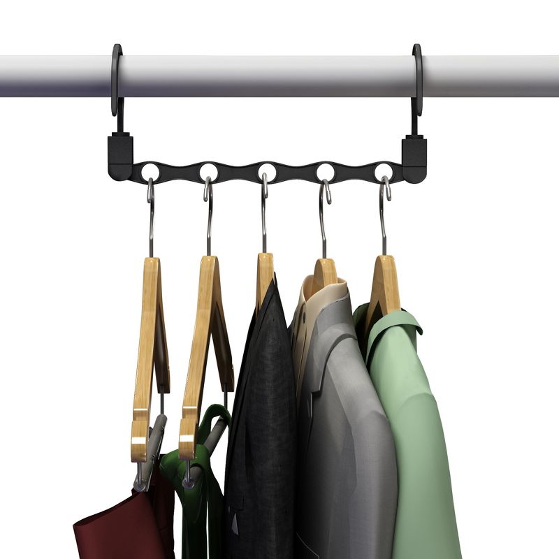 Closet Organizers - 10-Pack of Space Saving Hangers - Vertical or Horizontal Multi-Hanger for Shirts, Pants, and Coats by Lavish Home (Black), 1 of 7