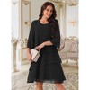 INSPIRE CHIC Women's Round Neck Semi Sheer 3/4 Bell Sleeve Asymmetrical Layered Tiered Midi Dress - 4 of 4