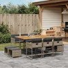 vidaXL Patio Dining Set with Cushions Table and Chairs Outdoor Poly Rattan - Gray Wood 10 Piece - 2 of 4