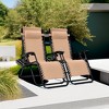 Cyan Oasis Patio Folding Lawn Outdoor Lounge Gravity Camp Reclining Lounge Chair of 2 (Cream-coloured) - 3 of 4