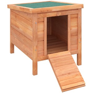 PawHut Small Wooden Rabbit Hutch Bunny Cage Guinea Pig House Dog Cage with Openable & Waterproof Roof - 1 of 4