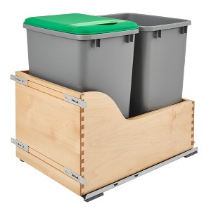 Rev-A-Shelf Pull Out Trash Can for Kitchen Cabinets 35 Qt 8.75 Gal Bottom Mounted, Undermount Soft-Close Slides, Silver, 4WCSC-1835DMND-2 - 1 of 4