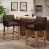 Fabric Upholstered 26" Counter Stools, Set of 2 with Armrests, Rubberwood Frame and H-Base for Kitchen, Dining or Home Bar - 3 of 4