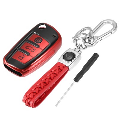 Unique Bargains 3 Button Remote with Keychain Key Fob Cover for Audi A1 A3 Q3 Q7