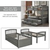 Twin Over Twin Bunk Bed with Trundle & Storage Drawers, Wooden Bunk Bed with Ladder & Safety Rail for Kids & Teens, White/Gray/Espresso - ModernLuxe - 3 of 4