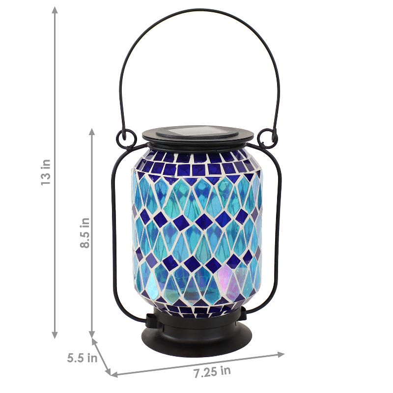 Sunnydaze Solar LED Outdoor Cool Blue Mosaic Lantern - 8.5", 4 of 13