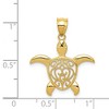 Black Bow Jewelry 14k Yellow Gold Filigree Sea Turtle Pendant, 22mm (7/8 Inch) - 4 of 4
