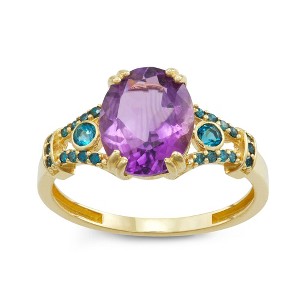Designs By Gioelli 10K Yellow Gold Amethyst, Blue Diamond And London Blue Topaz Ring - 1 of 3